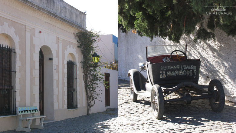 Além das casas históricas, tanto portuguesas como espanholas, também é possível ver carros antigos estacionados pelas ruas.