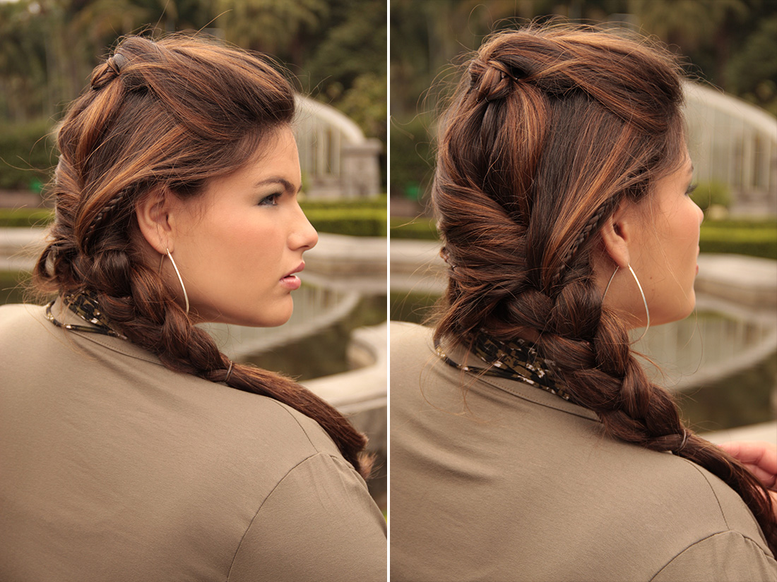 Mayara Russi usa penteado com tranças feito por Fatima Palma. 3 dicas em 1 só cabelo: topete, textura e trança lateral. 