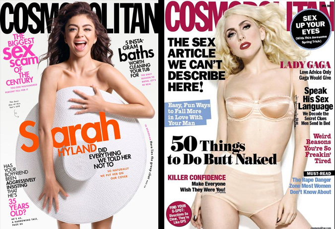 Sarah e Gaga nas capas da Cosmopolitan.